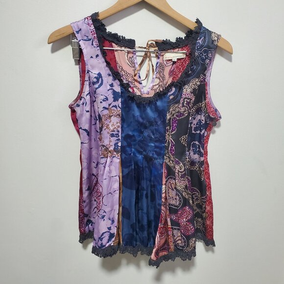 ODD MOLLY Vintage 100% Silk Blouse Sleeveless Fairycore Babydoll Women's Medium - Picture 2 of 16